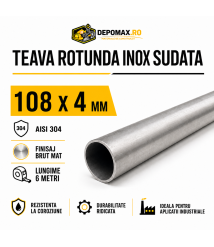 Teava rotunda inox sudata AISI 304, 108 x 4 mm, 6 metri Teava rotunda inox sudata AISI 304, 108 x 4 mm, 6 metri